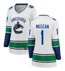 Women's Vancouver Canucks #1 Kirk Mclean Fanatics Branded White Away Breakaway NHL Jersey