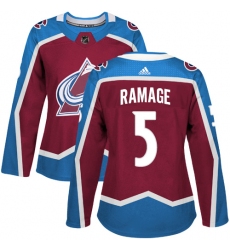 Women's Adidas Colorado Avalanche #5 Rob Ramage Authentic Burgundy Red Home NHL Jersey