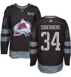 Men's Adidas Colorado Avalanche #34 Carl Soderberg Authentic Black 1917-2017 100th Anniversary NHL Jersey
