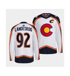 Men's Colorado Avalanche #92 Gabriel Landeskog White 2022-23 Reverse Retro Stitched Jersey