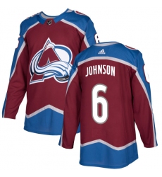 Men's Adidas Colorado Avalanche #6 Erik Johnson Authentic Burgundy Red Home NHL Jersey
