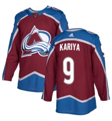 Men's Adidas Colorado Avalanche #9 Paul Kariya Authentic Burgundy Red Home NHL Jersey