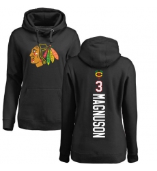 NHL Women's Adidas Chicago Blackhawks #3 Keith Magnuson Black Backer Pullover Hoodie