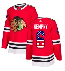 Men's Adidas Chicago Blackhawks #6 Michal Kempny Authentic Red USA Flag Fashion NHL Jersey