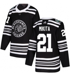 Men's Adidas Chicago Blackhawks #21 Stan Mikita Authentic Black 2019 Winter Classic NHL Jersey