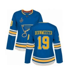 Women's St. Louis Blues #19 Jay Bouwmeester Authentic Navy Blue Alternate 2019 Stanley Cup Final Bound Hockey Jersey