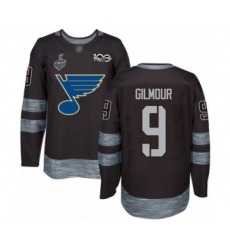 Men's St. Louis Blues #9 Doug Gilmour Authentic Black 1917-2017 100th Anniversary 2019 Stanley Cup Final Bound Hockey Jersey