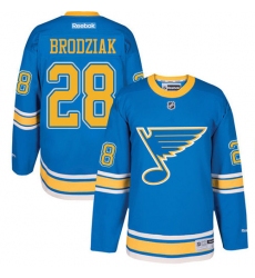 Men's Reebok St. Louis Blues #28 Kyle Brodziak Premier Blue 2017 Winter Classic NHL Jersey