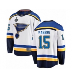 Men's St. Louis Blues #15 Robby Fabbri Fanatics Branded White Away Breakaway 2019 Stanley Cup Final Bound Hockey Jersey