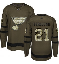 Youth Adidas St. Louis Blues #21 Patrik Berglund Premier Green Salute to Service NHL Jersey