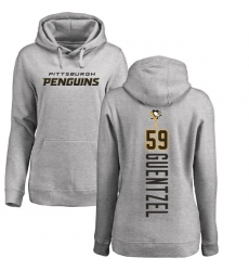 NHL Women's Adidas Pittsburgh Penguins #59 Jake Guentzel Ash Backer Pullover Hoodie