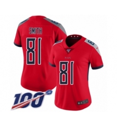 Women's Tennessee Titans #81 Jonnu Smith Limited Red Inverted Legend 100th Season Football Jersey