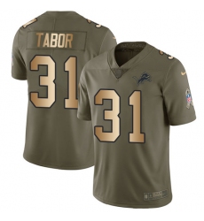 Men's Nike Detroit Lions #31 Teez Tabor Limited Olive Gold Salute to Service NFL Jersey