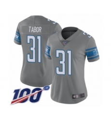 Women's Detroit Lions #31 Teez Tabor Limited Steel Rush Vapor Untouchable 100th Season Football Jersey