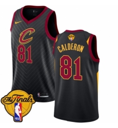 Men's Nike Cleveland Cavaliers #81 Jose Calderon Swingman Black 2018 NBA Finals Bound NBA Jersey Statement Edition