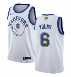 Women's Nike Golden State Warriors #6 Nick Young Authentic White Hardwood Classics 2018 NBA Finals Bound NBA Jersey