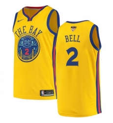 Men's Nike Golden State Warriors #2 Jordan Bell Swingman Gold 2018 NBA Finals Bound NBA Jersey - City Edition