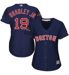 Women's Majestic Boston Red Sox #19 Jackie Bradley Jr Authentic Navy Blue Alternate Road 2018 World Series Champions MLB Jersey