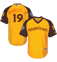 Youth Majestic Boston Red Sox #19 Jackie Bradley Jr Authentic Yellow 2016 All-Star American League BP Cool Base MLB Jersey