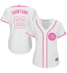Women's Majestic Chicago Cubs #62 Jose Quintana Authentic White Fashion MLB Jersey