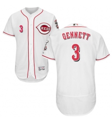 Men's Majestic Cincinnati Reds #3 Scooter Gennett White Home Flex Base Authentic Collection MLB Jersey