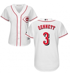 Women's Majestic Cincinnati Reds #3 Scooter Gennett Authentic White MLB Jersey