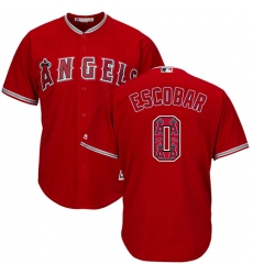 Men's Majestic Los Angeles Angels of Anaheim #0 Yunel Escobar Authentic Red Team Logo Fashion Cool Base MLB Jersey
