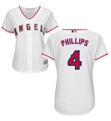 Women's Majestic Los Angeles Angels of Anaheim #4 Brandon Phillips Authentic White Home Cool Base MLB Jersey