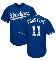 Men's Majestic Los Angeles Dodgers #11 Logan Forsythe Authentic Royal Blue Team Logo Fashion Cool Base MLB Jersey