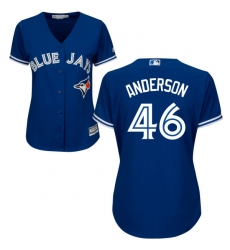 Women's Majestic Toronto Blue Jays #46 Brett Anderson Authentic Blue Alternate MLB Jersey