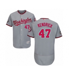 Men's Washington Nationals #47 Howie Kendrick Grey Road Flex Base Authentic Collection 2019 World Series Bound Baseball Jersey