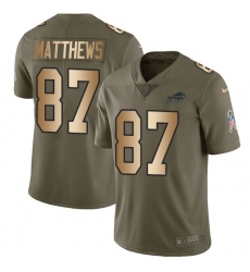 Men's Nike Buffalo Bills #87 Jordan Matthews Limited Olive/Gold 2017 Salute to Service NFL Jersey
