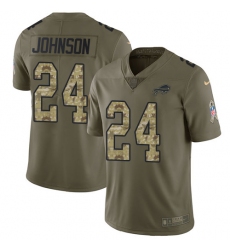 Men's Nike Buffalo Bills #24 Leonard Johnson Limited Olive/Camo 2017 Salute to Service NFL Jersey