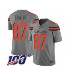 Youth Cleveland Browns #87 Seth DeValve Limited Gray Inverted Legend 100th Season Football Jersey