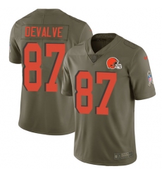 Youth Nike Cleveland Browns #87 Seth DeValve Limited Olive 2017 Salute to Service NFL Jersey