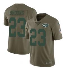 Youth Nike New York Jets #23 Terrence Brooks Limited Olive 2017 Salute to Service NFL Jersey