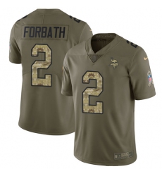 Men's Nike Minnesota Vikings #2 Kai Forbath Limited Olive/Camo 2017 Salute to Service NFL Jersey