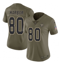 Women's Nike New Orleans Saints #80 Clay Harbor Limited Olive 2017 Salute to Service NFL Jersey