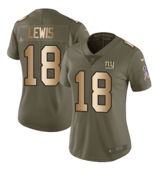 Women's Nike New York Giants #18 Roger Lewis Limited Olive/Gold 2017 Salute to Service NFL Jersey