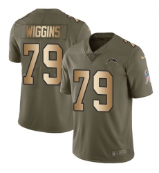 Men's Nike Los Angeles Chargers #79 Kenny Wiggins Limited Olive/Gold 2017 Salute to Service NFL Jersey