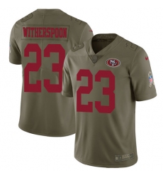 Men's Nike San Francisco 49ers #23 Ahkello Witherspoon Limited Olive 2017 Salute to Service NFL Jersey
