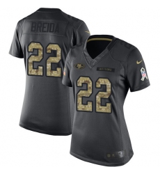 Women's Nike San Francisco 49ers #22 Matt Breida Limited Black 2016 Salute to Service NFL Jersey