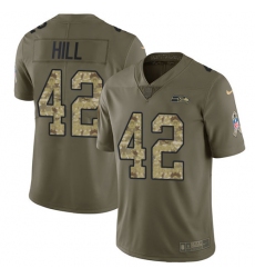 Men's Nike Seattle Seahawks #42 Delano Hill Limited Olive/Camo 2017 Salute to Service NFL Jersey