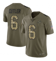 Men's Nike Miami Dolphins #6 Jay Cutler Limited Olive/Camo 2017 Salute to Service NFL Jersey