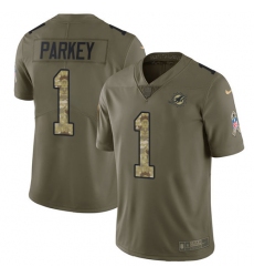 Men's Nike Miami Dolphins #1 Cody Parkey Limited Olive/Camo 2017 Salute to Service NFL Jersey