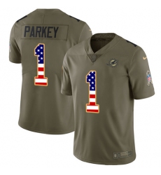 Youth Nike Miami Dolphins #1 Cody Parkey Limited Olive/USA Flag 2017 Salute to Service NFL Jersey