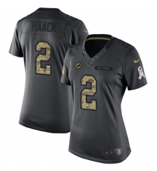 Women's Nike Miami Dolphins #2 Matt Haack Limited Black 2016 Salute to Service NFL Jersey