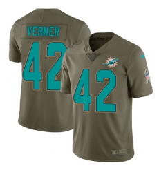 Men's Nike Miami Dolphins #42 Alterraun Verner Limited Olive 2017 Salute to Service NFL Jersey