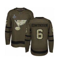 Youth St. Louis Blues #6 Joel Edmundson Authentic Green Salute to Service 2019 Stanley Cup Champions Hockey Jersey