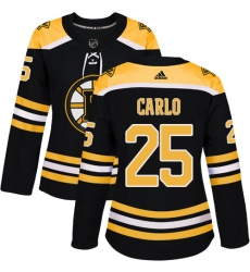 Women's Adidas Boston Bruins #25 Brandon Carlo Authentic Black Home NHL Jersey